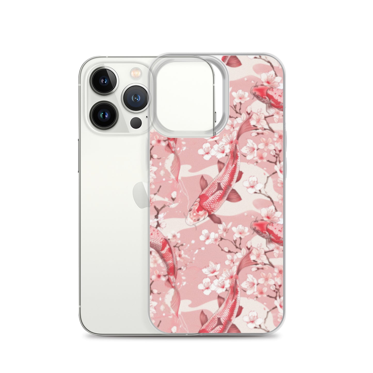iPhone Case Pink Japanese Koi Fish and Cherry Blossoms