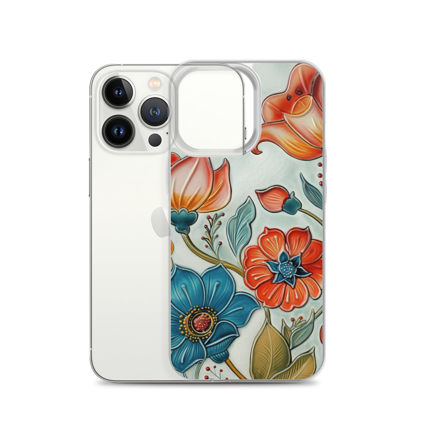 iPhone Case Painted Ceramic Tile Flowers
