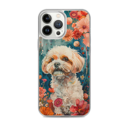iPhone Case Watercolor Shih Tzu with Colorful Flowers