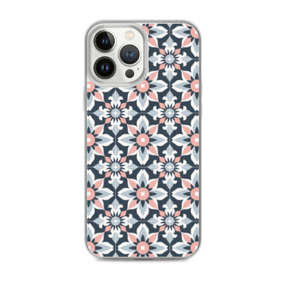 iPhone Case Geometric Flowers Pastel Pink and Blue
