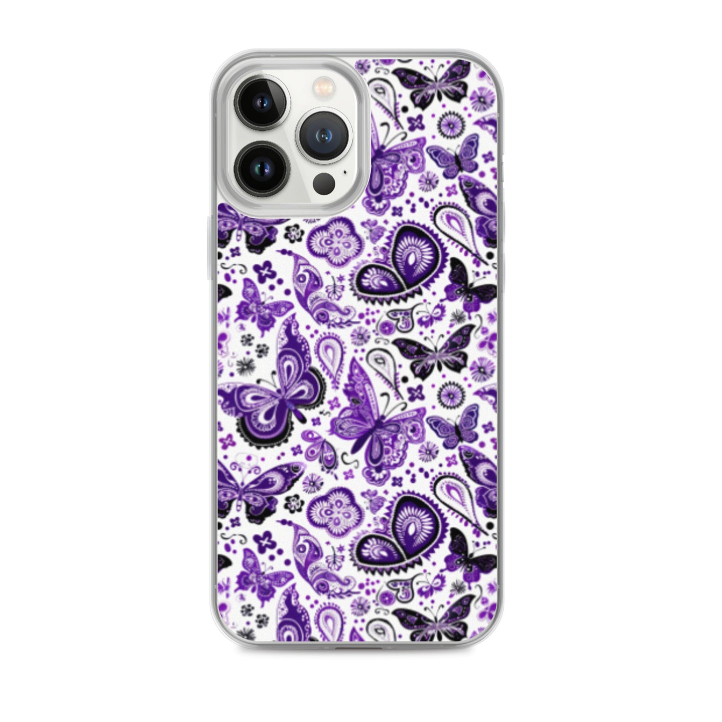 iPhone Case White and Purple Butterfly Paisley