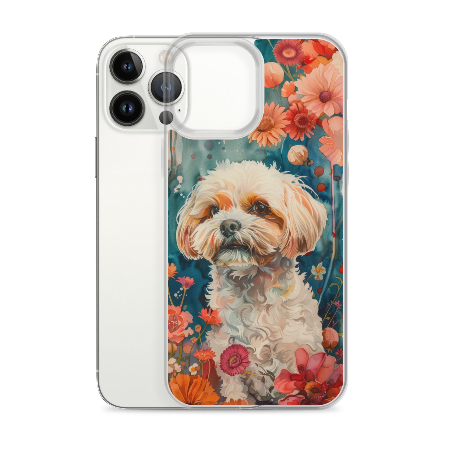 iPhone Case Watercolor Shih Tzu with Colorful Flowers