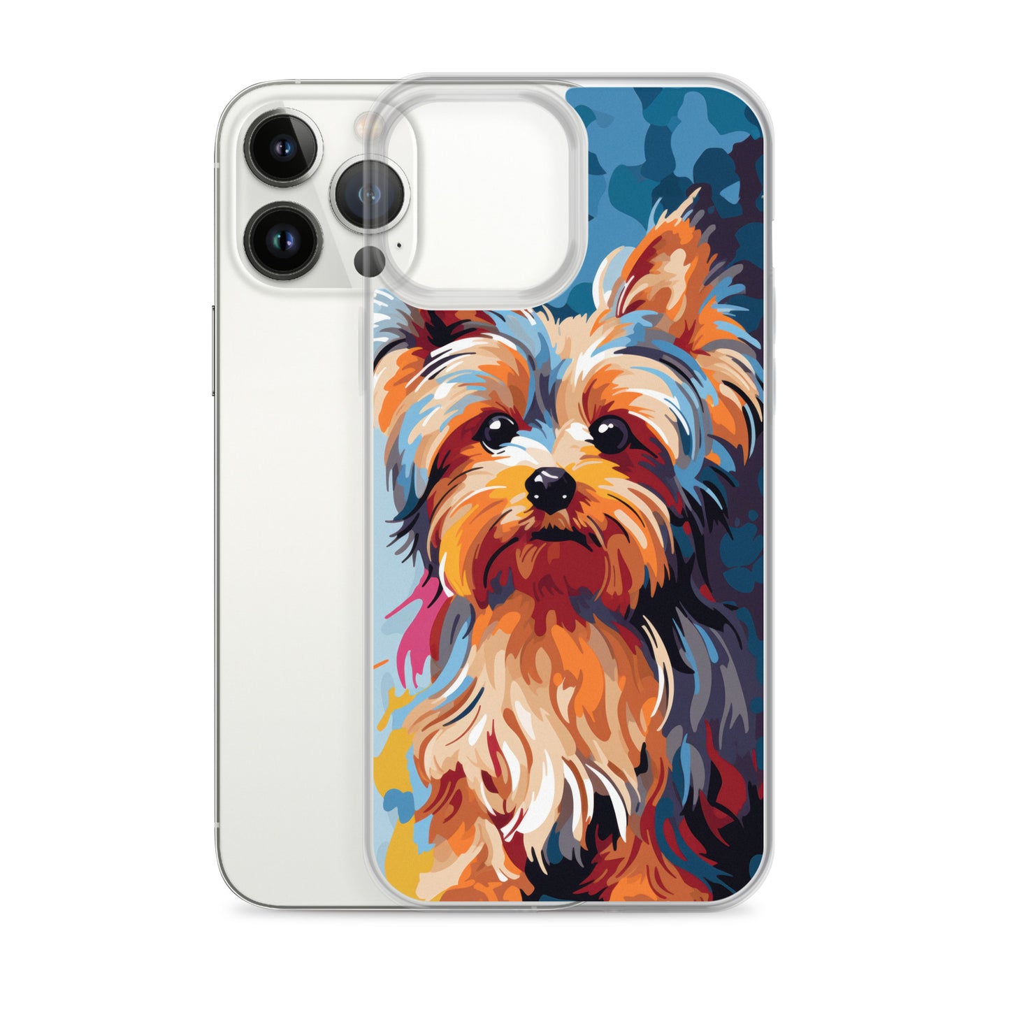 iPhone Case Painted Yorkshire Terrier Blue