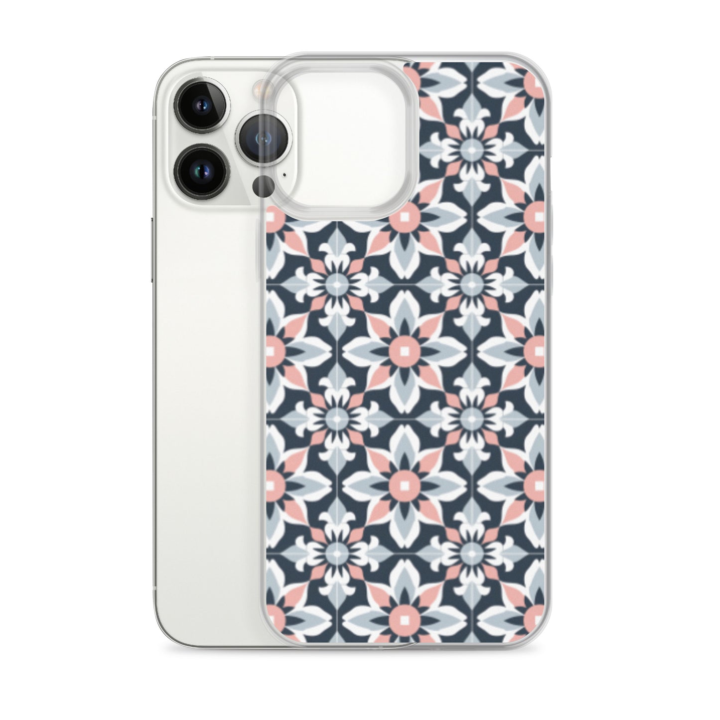 iPhone Case Geometric Flowers Pastel Pink and Blue