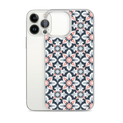 iPhone Case Geometric Flowers Pastel Pink and Blue
