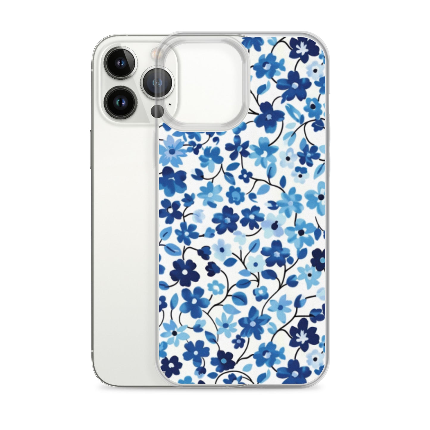 iPhone Case Blue Watercolor Flowers