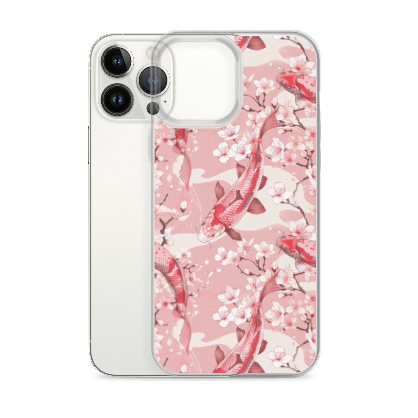 iPhone Case Pink Japanese Koi Fish and Cherry Blossoms