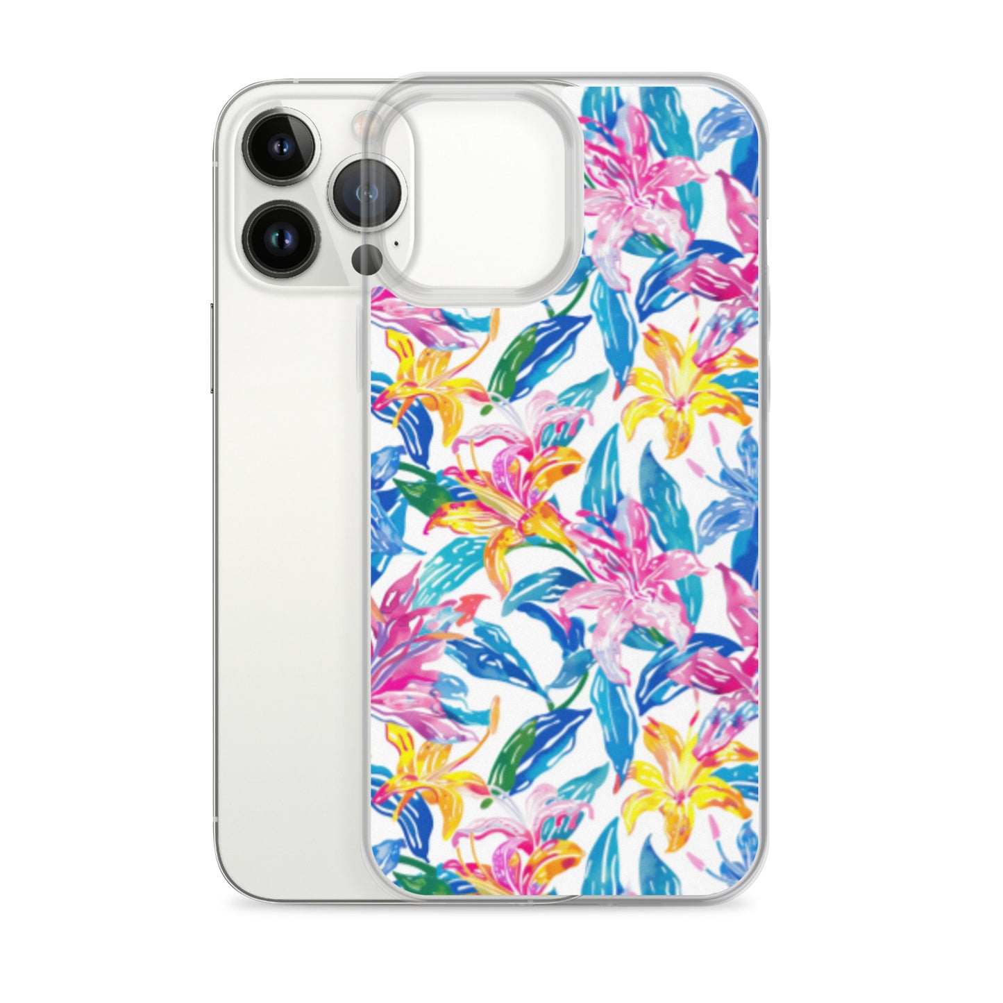 iPhone Case Colorful Floral Watercolor Blue Yellow Pink