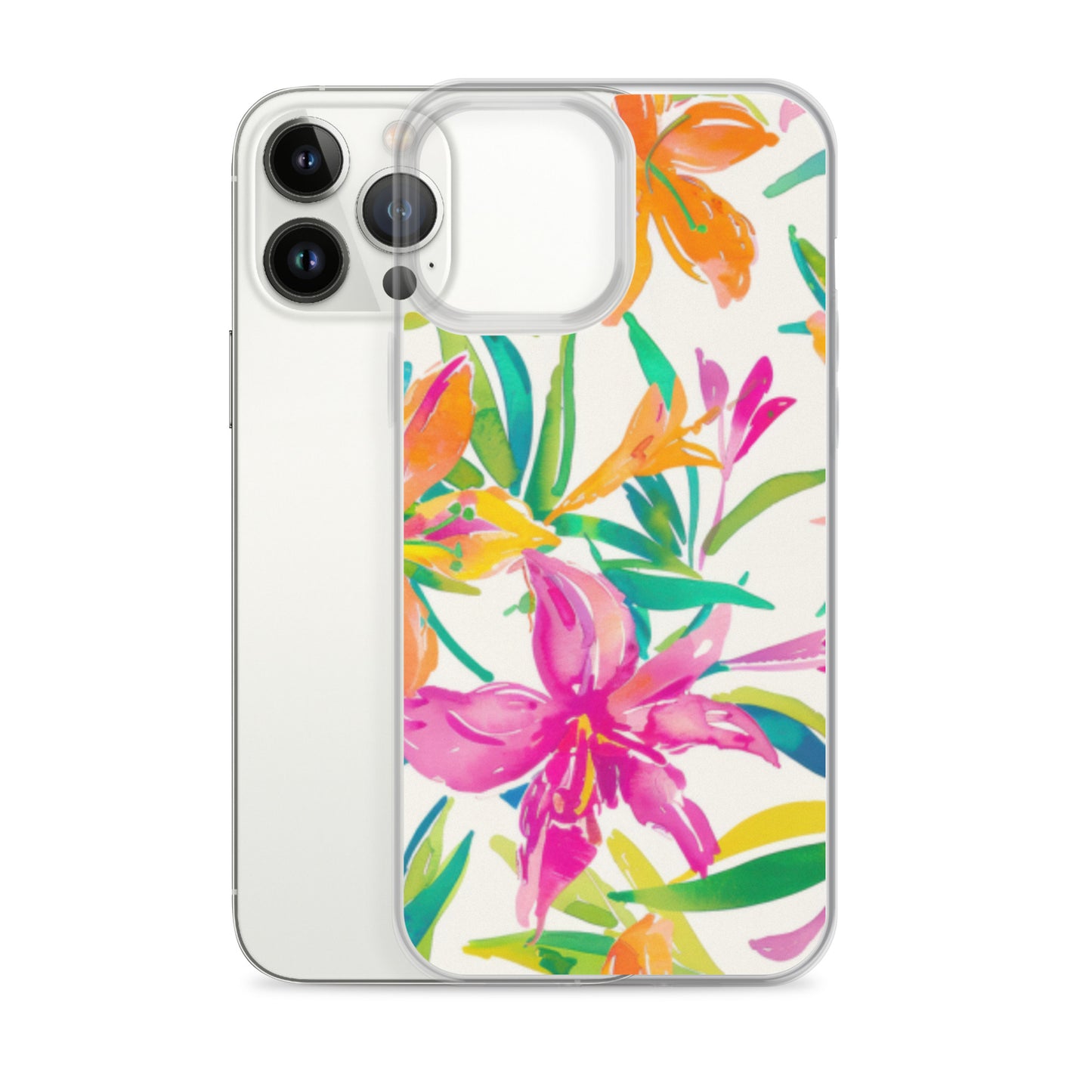 iPhone Case Colorful Floral Watercolor Pink Orange