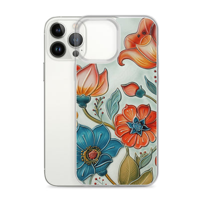 iPhone Case Painted Ceramic Tile Flowers