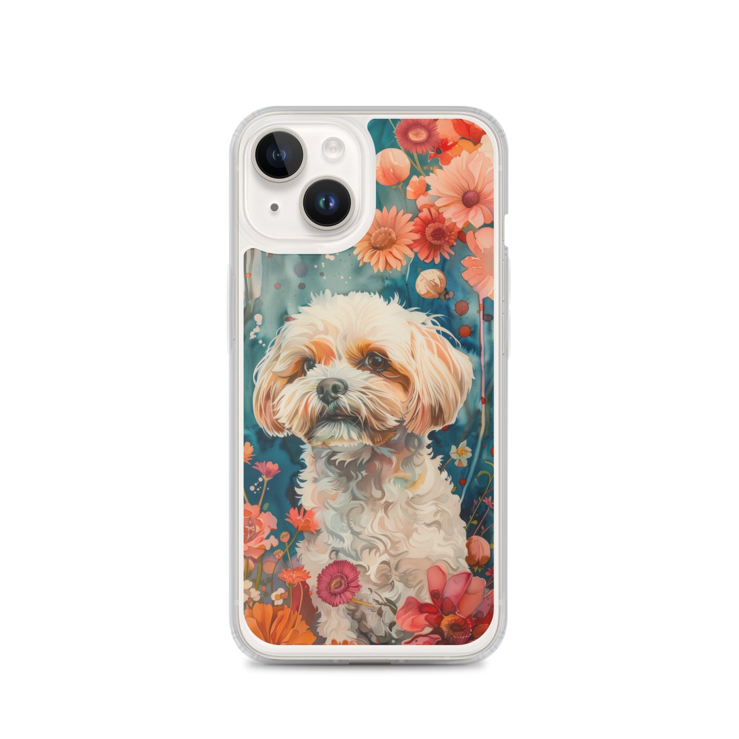 iPhone Case Watercolor Shih Tzu with Colorful Flowers