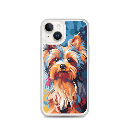 iPhone Case Painted Yorkshire Terrier Blue