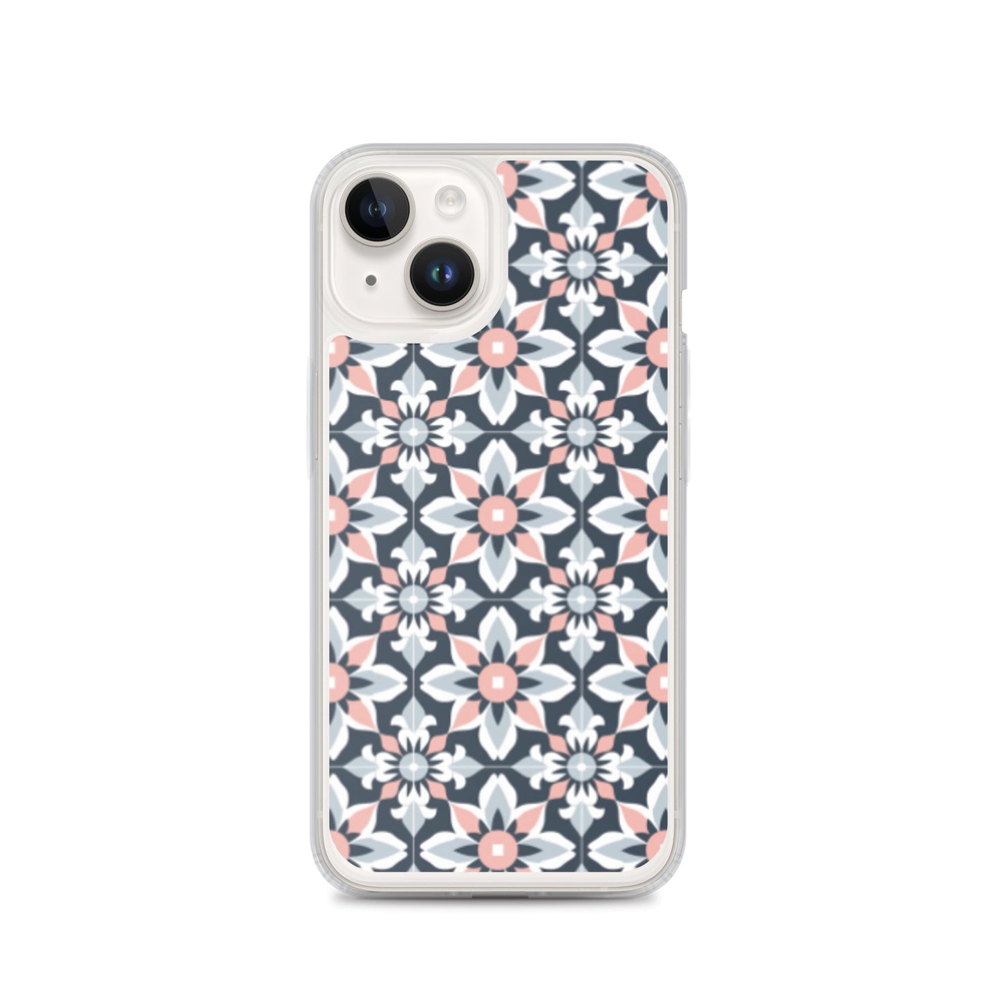 iPhone Case Geometric Flowers Pastel Pink and Blue