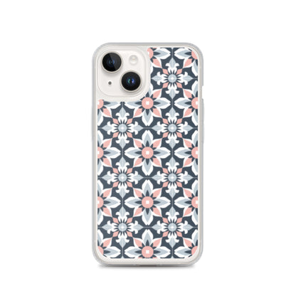 iPhone Case Geometric Flowers Pastel Pink and Blue