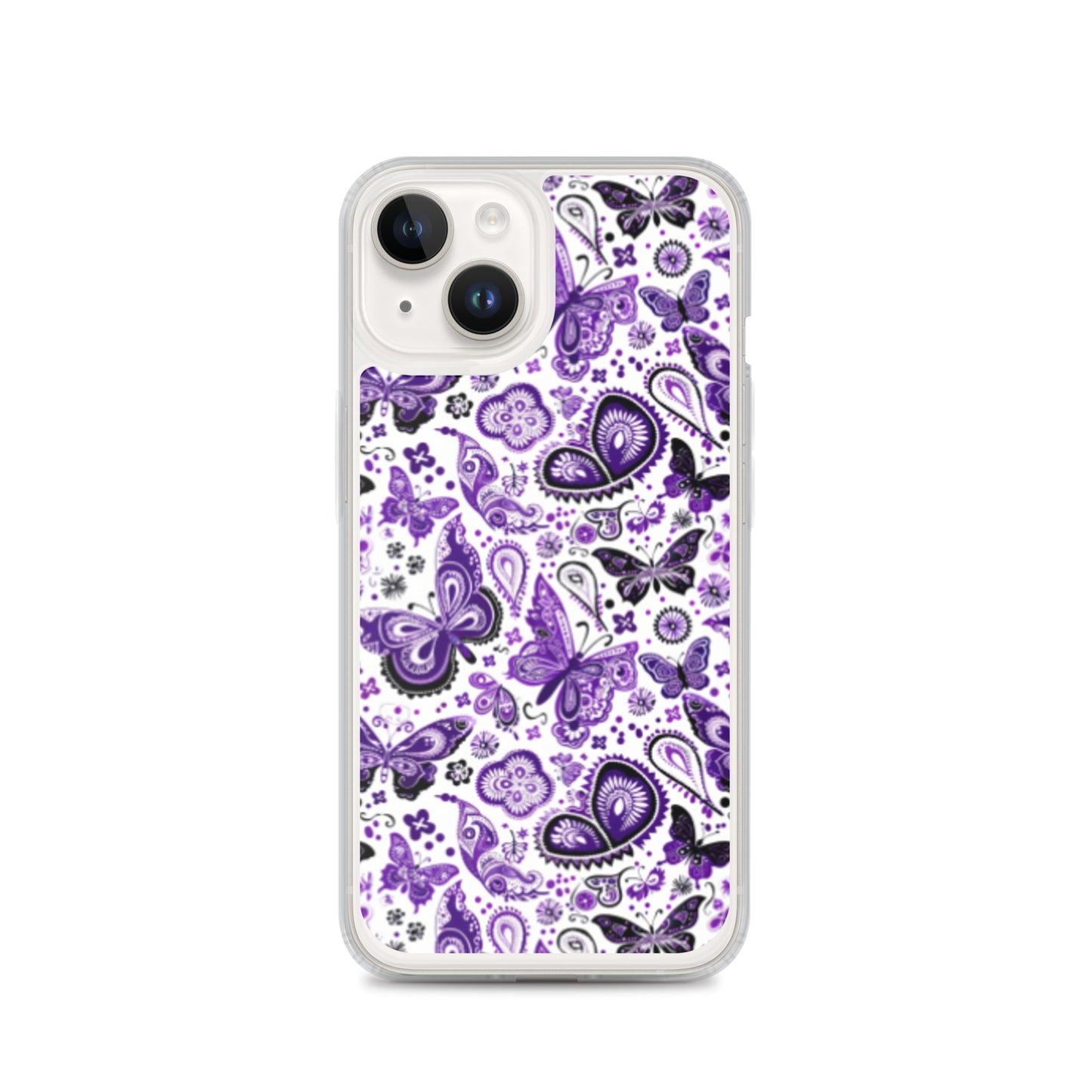 iPhone Case White and Purple Butterfly Paisley