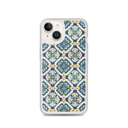 iPhone Case Colorful Andalusian Ceramic Tile Green Blue Orange