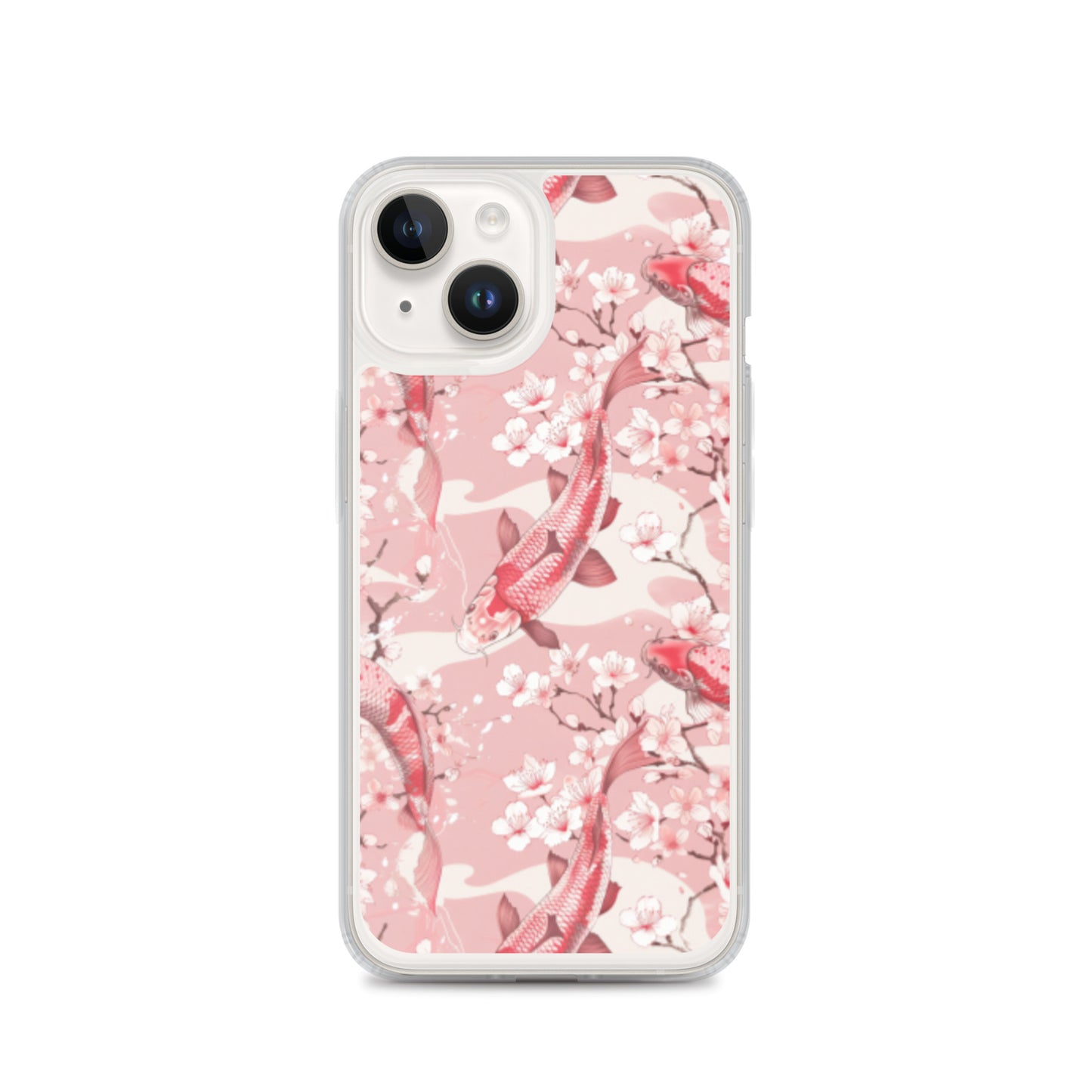 iPhone Case Pink Japanese Koi Fish and Cherry Blossoms