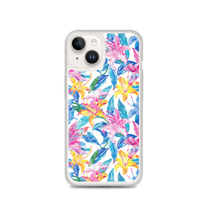 iPhone Case Colorful Floral Watercolor Blue Yellow Pink
