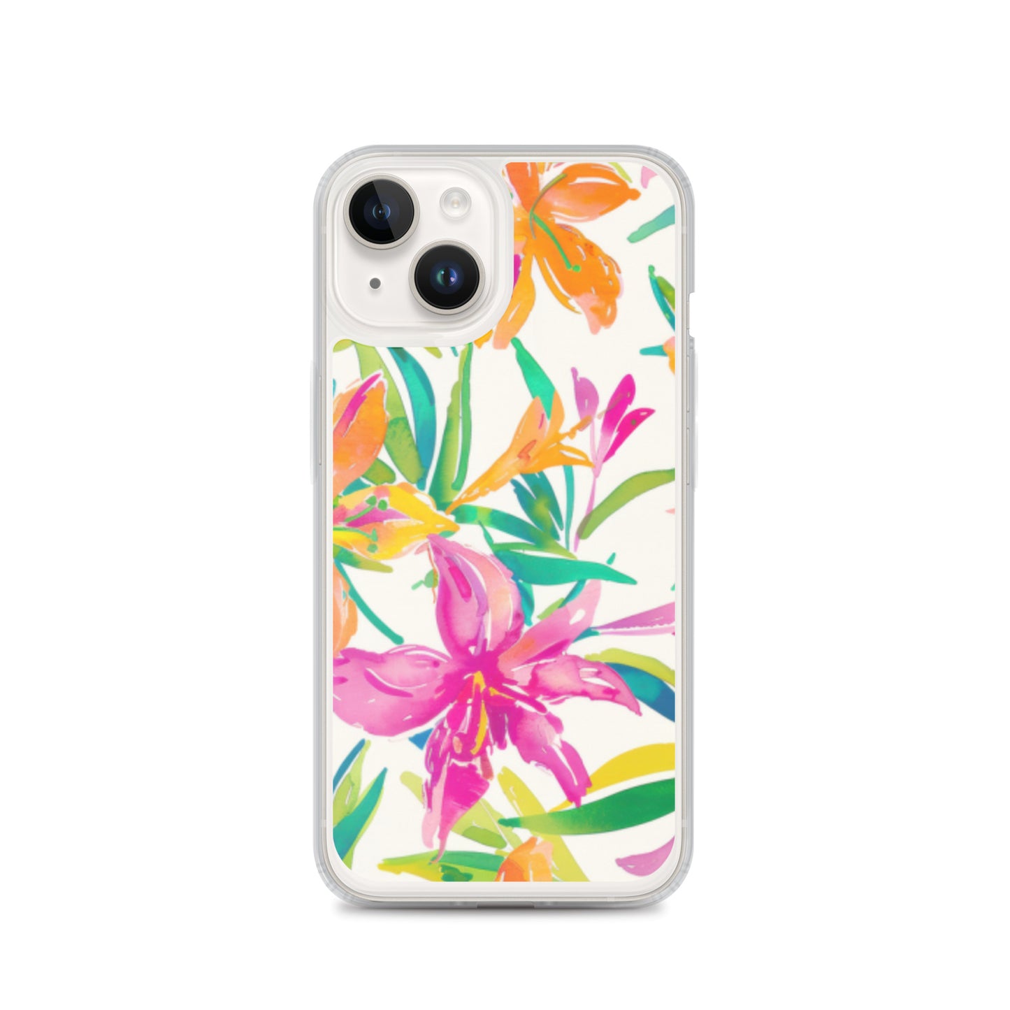 iPhone Case Colorful Floral Watercolor Pink Orange