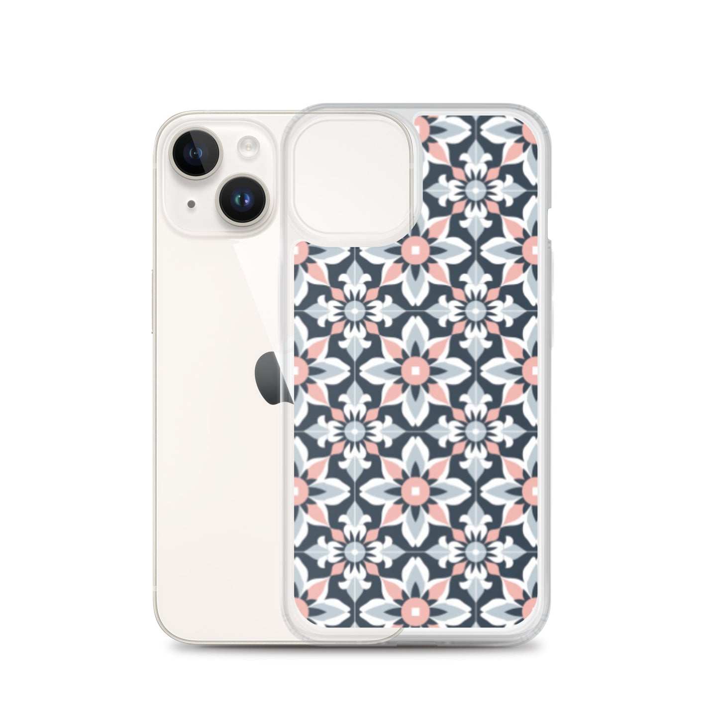iPhone Case Geometric Flowers Pastel Pink and Blue