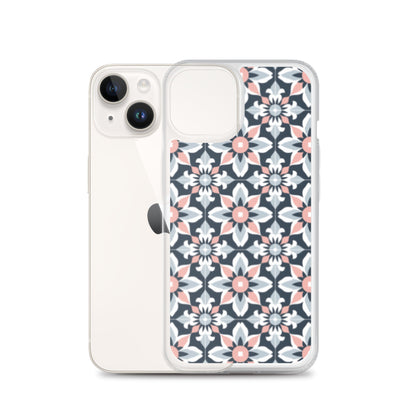 iPhone Case Geometric Flowers Pastel Pink and Blue