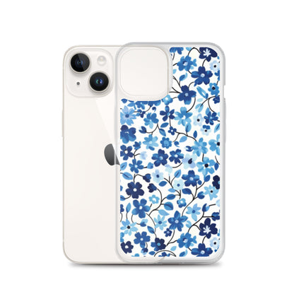 iPhone Case Blue Watercolor Flowers