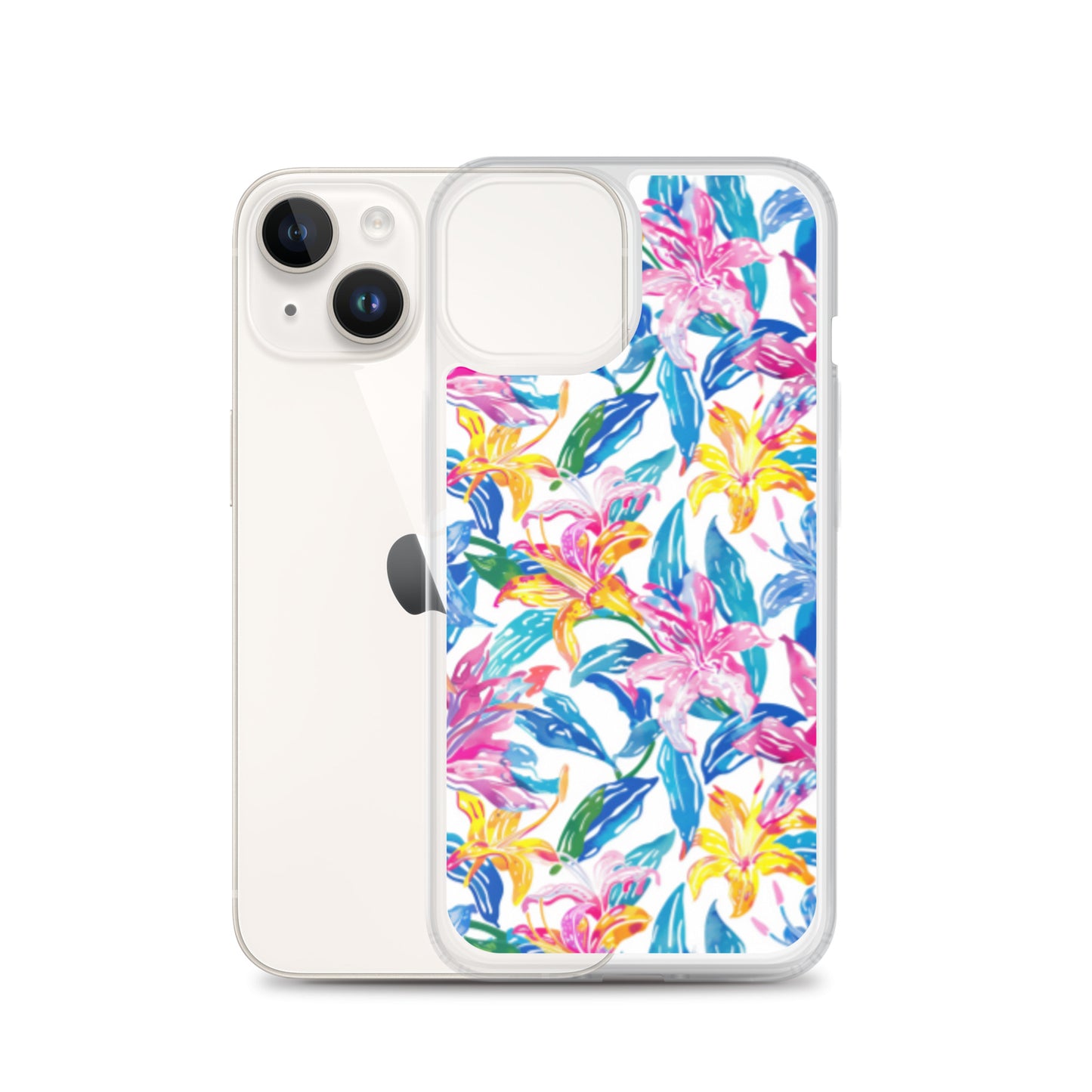 iPhone Case Colorful Floral Watercolor Blue Yellow Pink