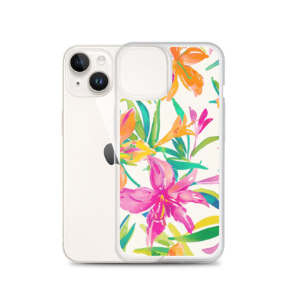 iPhone Case Colorful Floral Watercolor Pink Orange