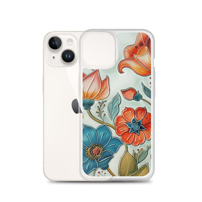 iPhone Case Painted Ceramic Tile Flowers