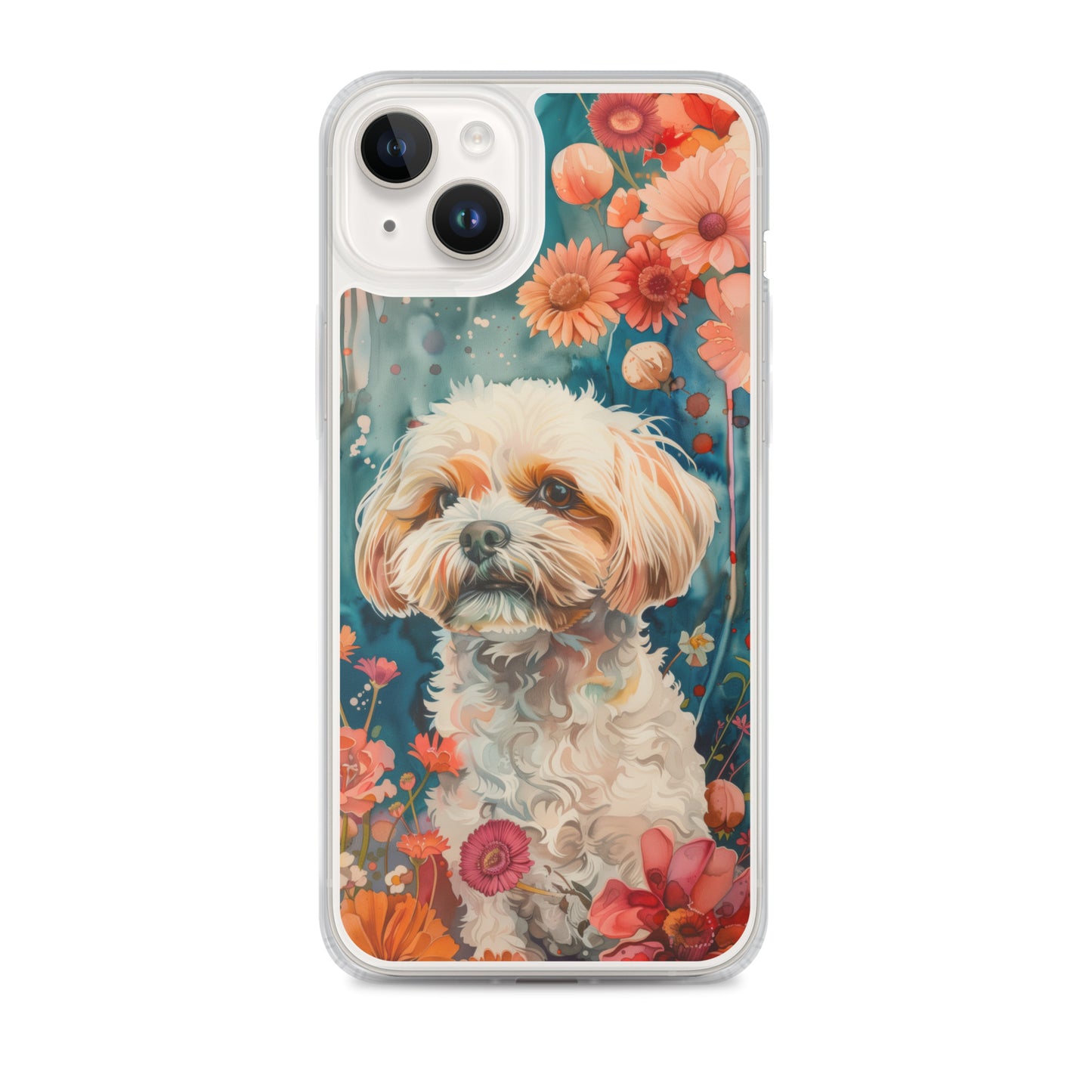 iPhone Case Watercolor Shih Tzu with Colorful Flowers