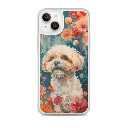 iPhone Case Watercolor Shih Tzu with Colorful Flowers