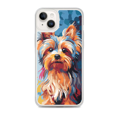 iPhone Case Painted Yorkshire Terrier Blue