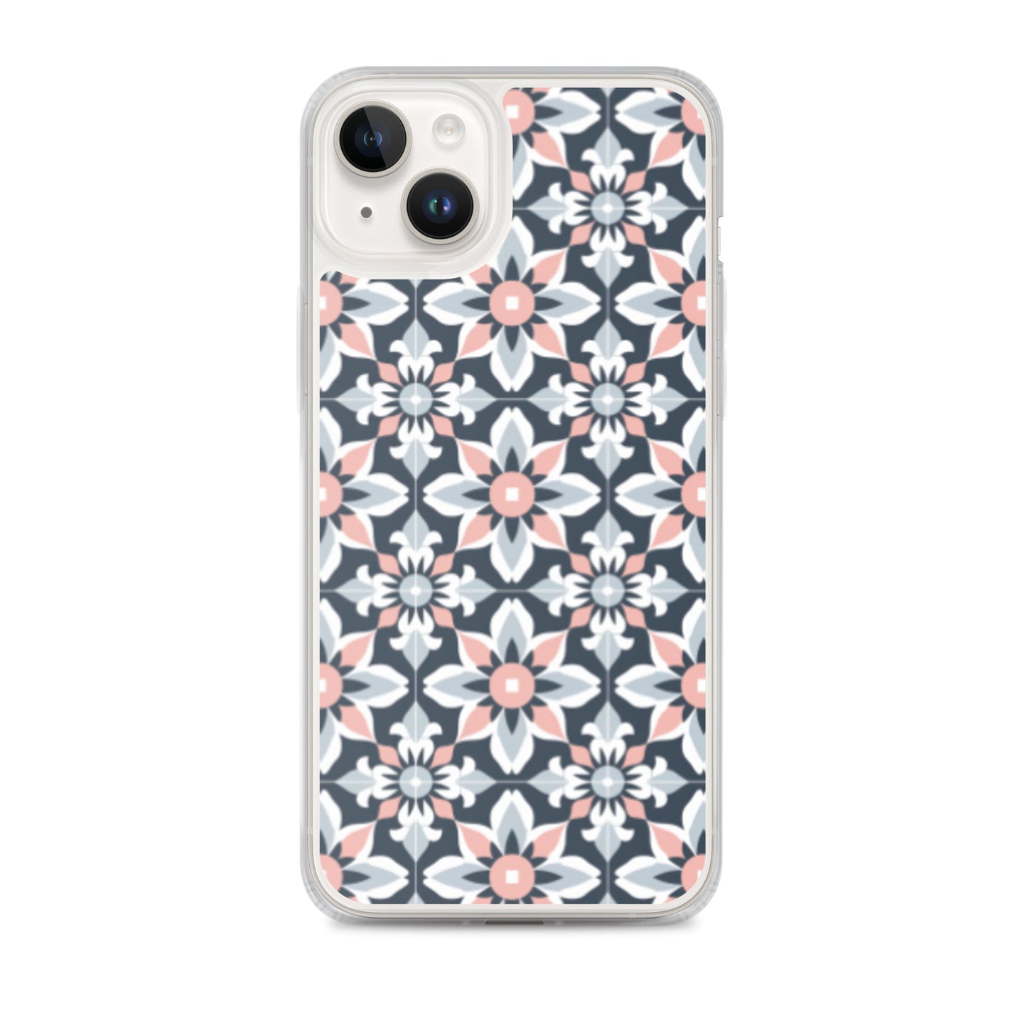 iPhone Case Geometric Flowers Pastel Pink and Blue