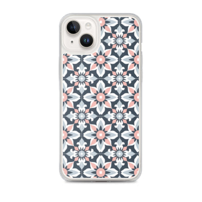 iPhone Case Geometric Flowers Pastel Pink and Blue