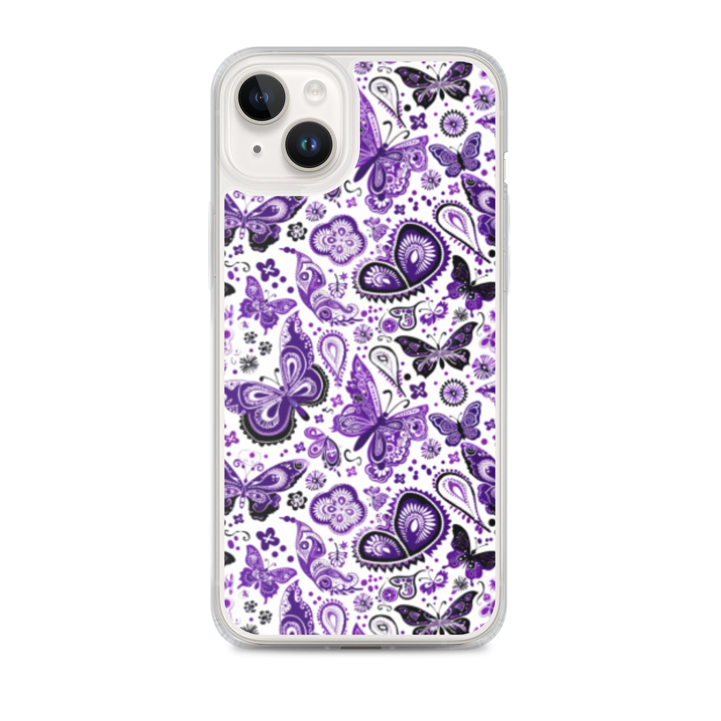 iPhone Case White and Purple Butterfly Paisley
