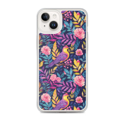 iPhone Case Colorful Flowers Plants and Birds