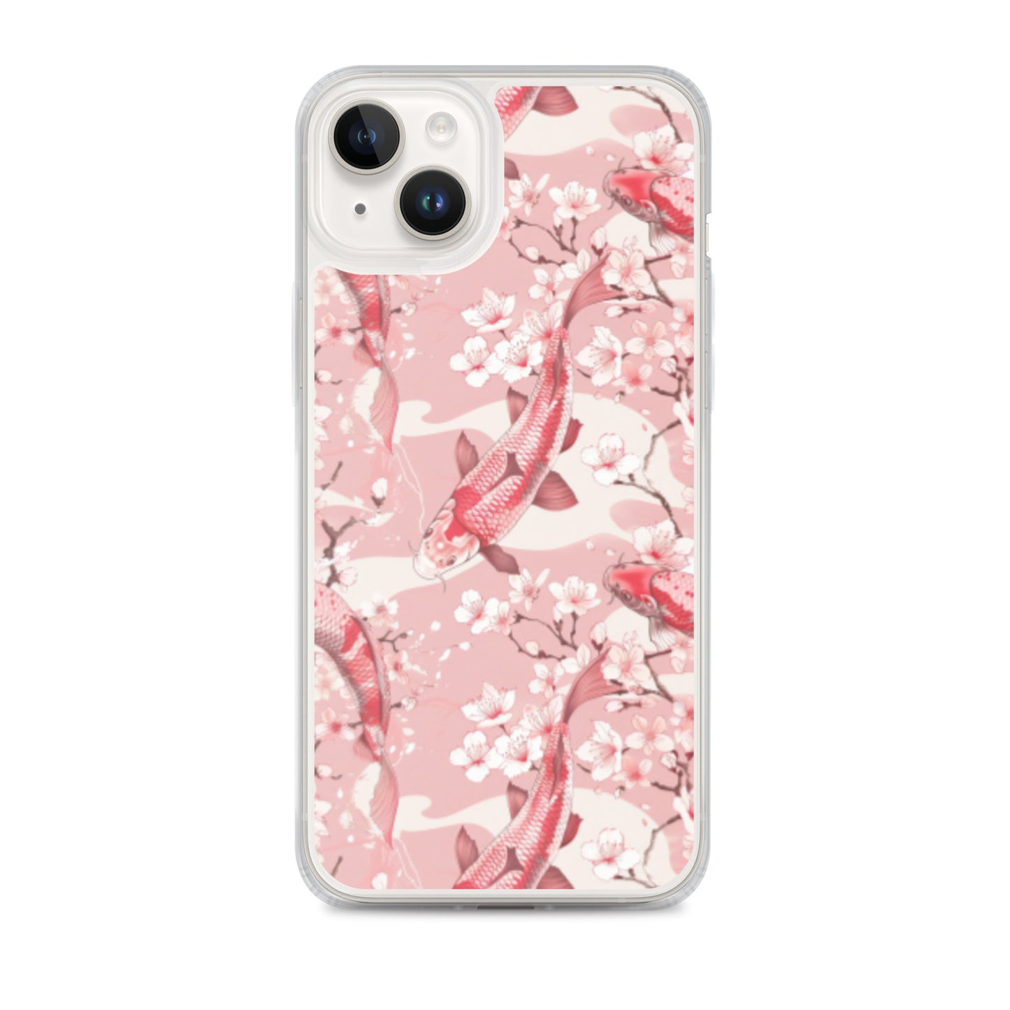 iPhone Case Pink Japanese Koi Fish and Cherry Blossoms