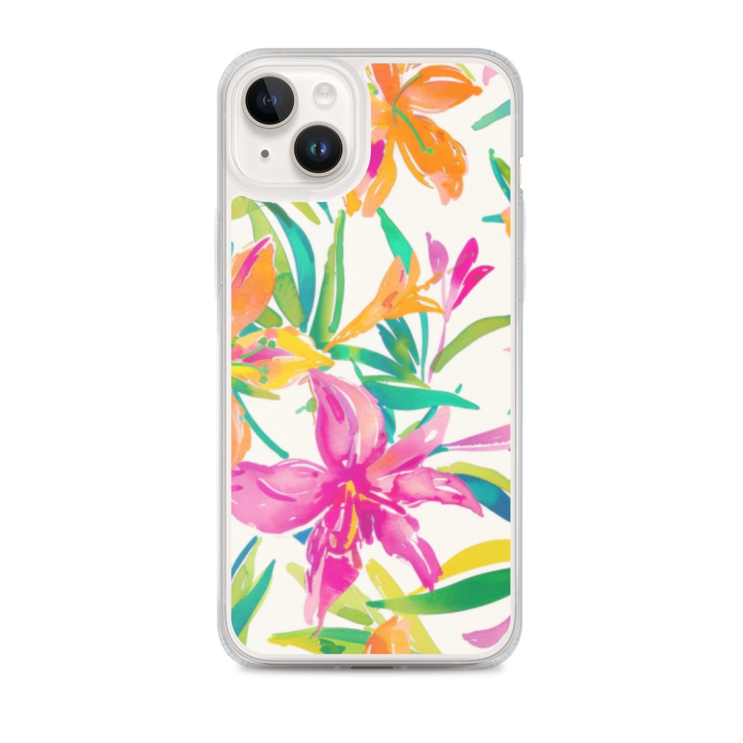 iPhone Case Colorful Floral Watercolor Pink Orange