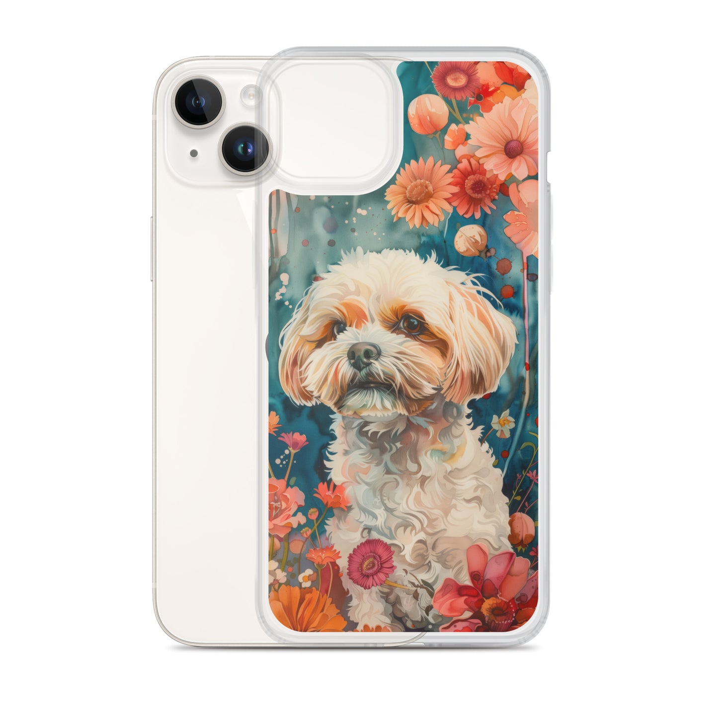 iPhone Case Watercolor Shih Tzu with Colorful Flowers