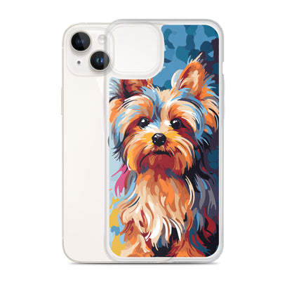 iPhone Case Painted Yorkshire Terrier Blue