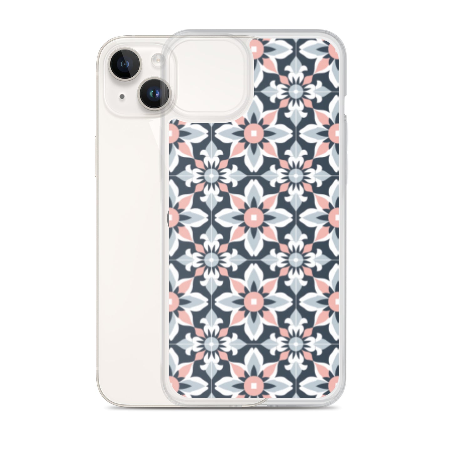 iPhone Case Geometric Flowers Pastel Pink and Blue