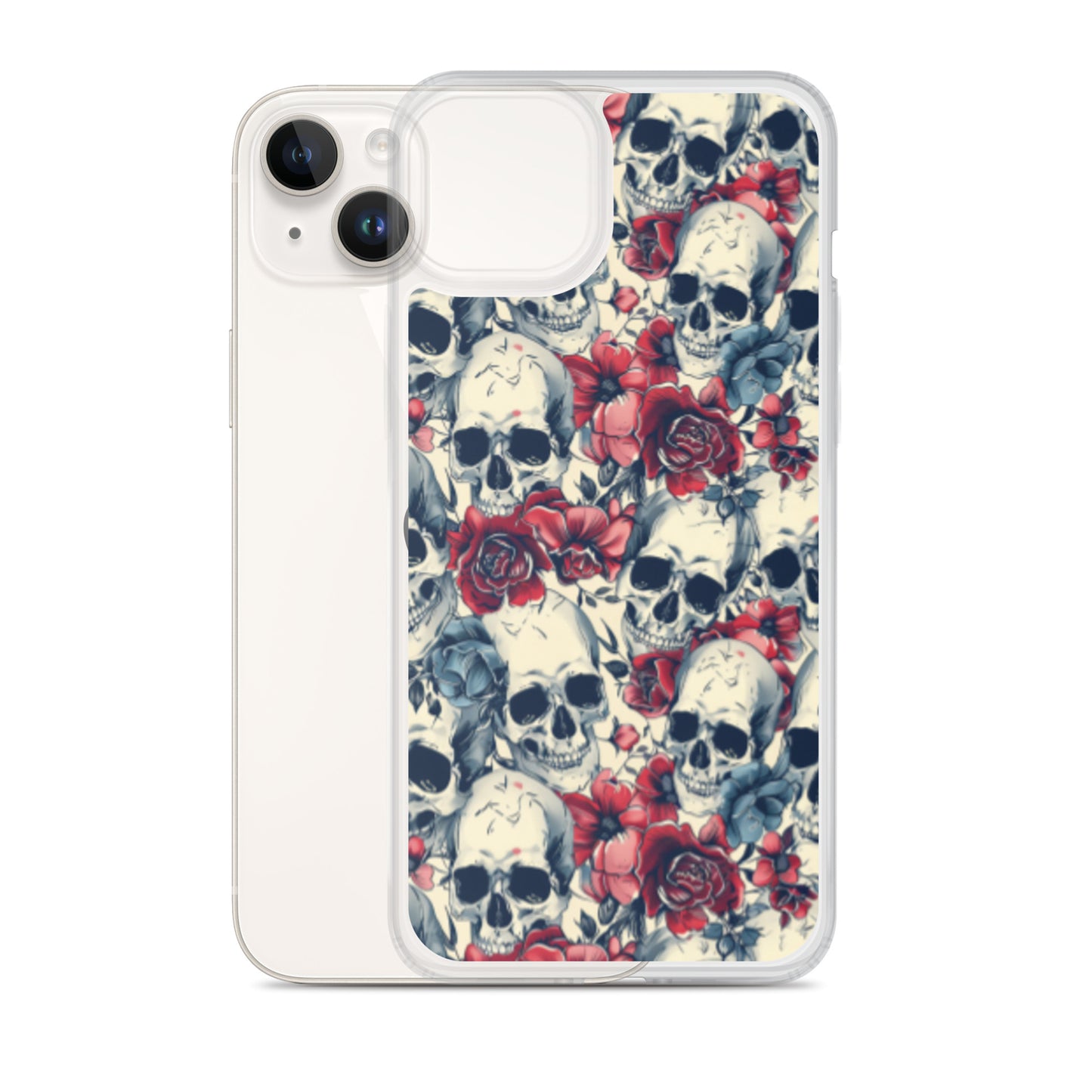 iPhone Case Skulls and Red Roses