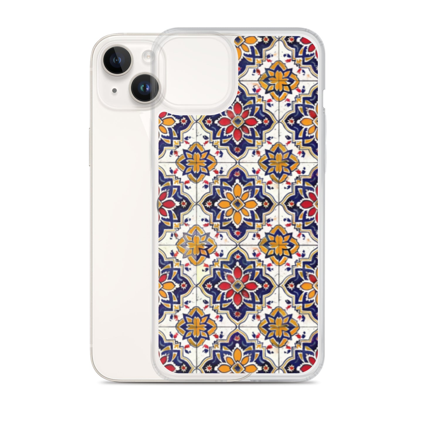 iPhone Case Colorful Andalusian Ceramic Tile Blue Orange Red