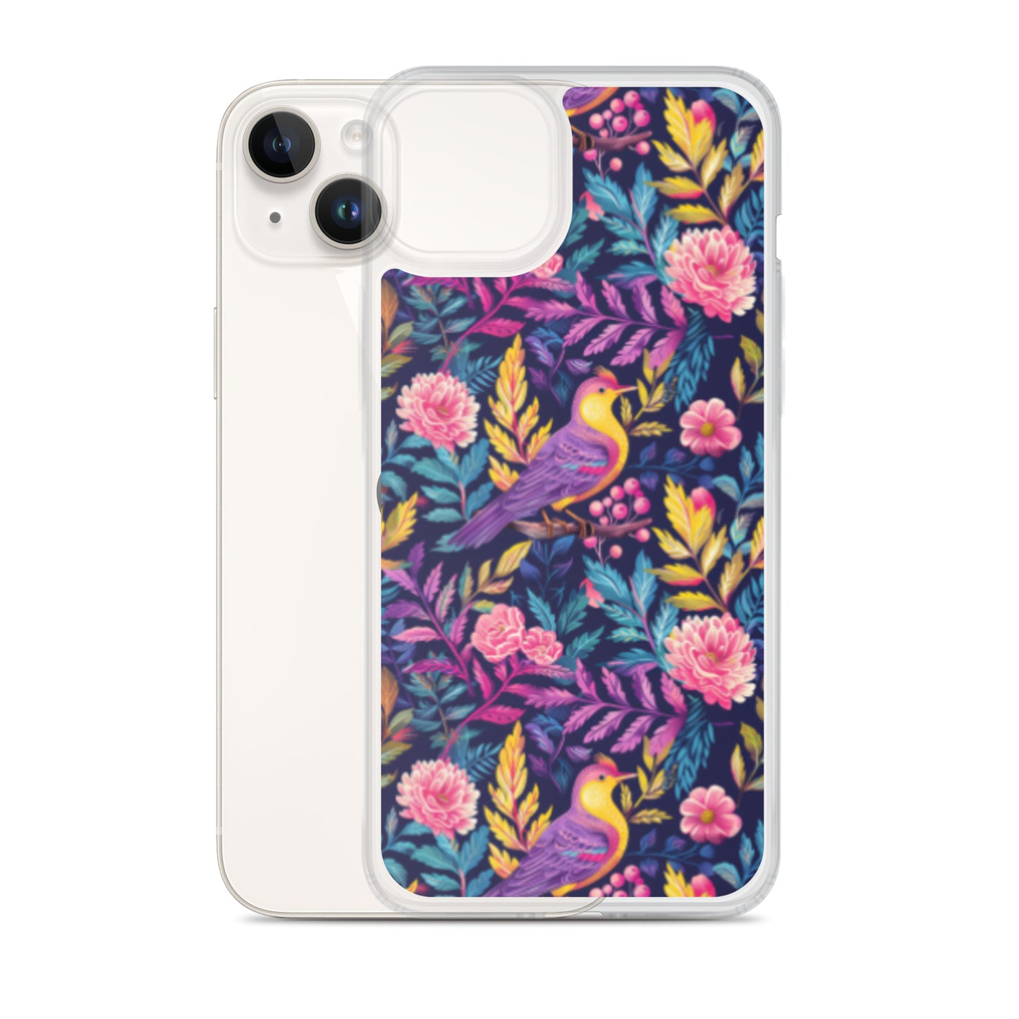 iPhone Case Colorful Flowers Plants and Birds