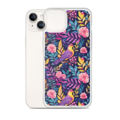 iPhone Case Colorful Flowers Plants and Birds