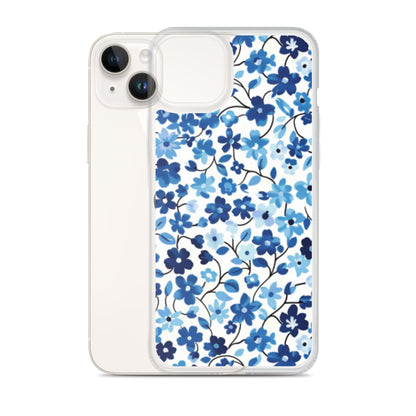 iPhone Case Blue Watercolor Flowers