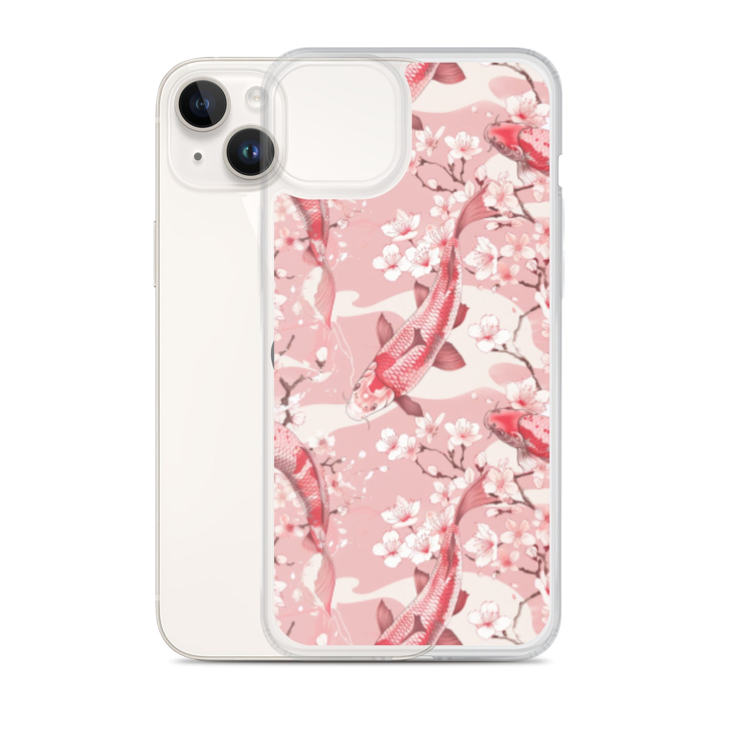 iPhone Case Pink Japanese Koi Fish and Cherry Blossoms