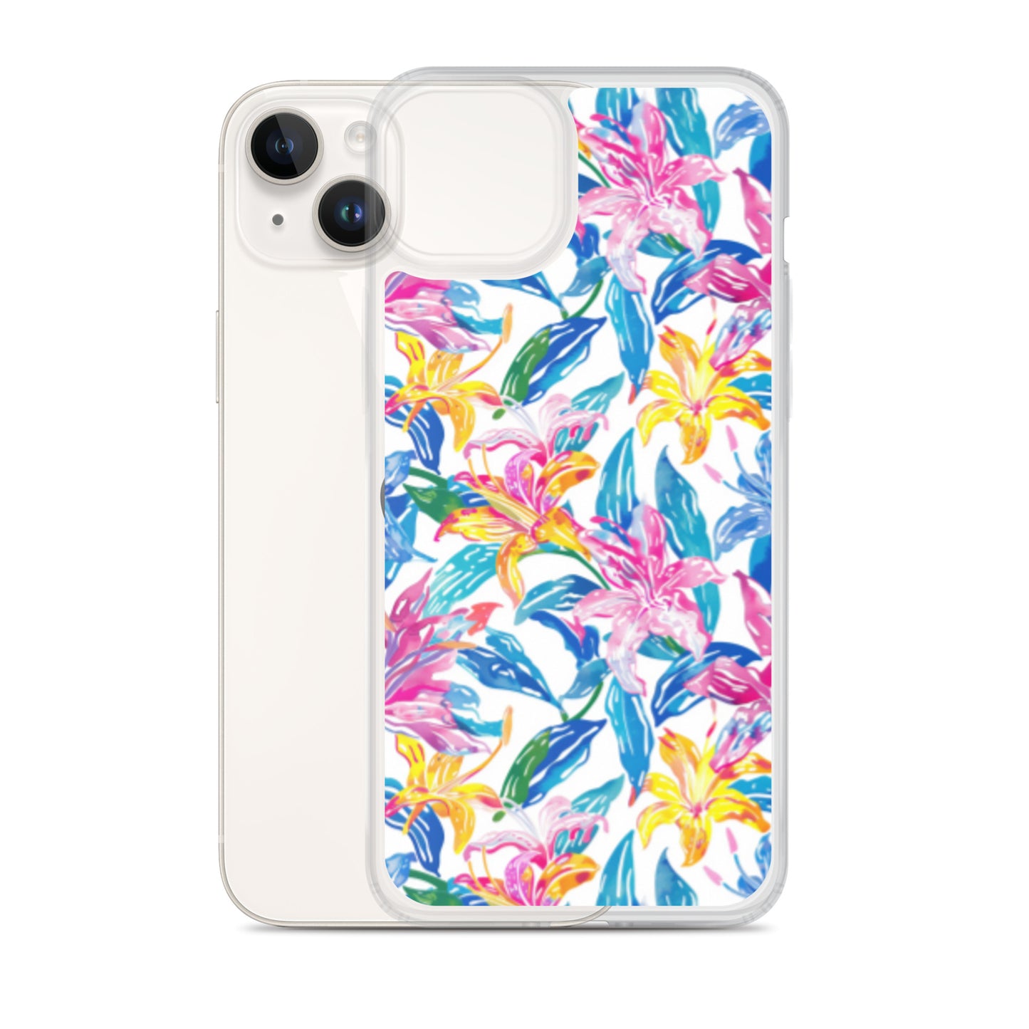 iPhone Case Colorful Floral Watercolor Blue Yellow Pink