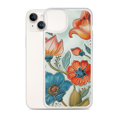 iPhone Case Painted Ceramic Tile Flowers