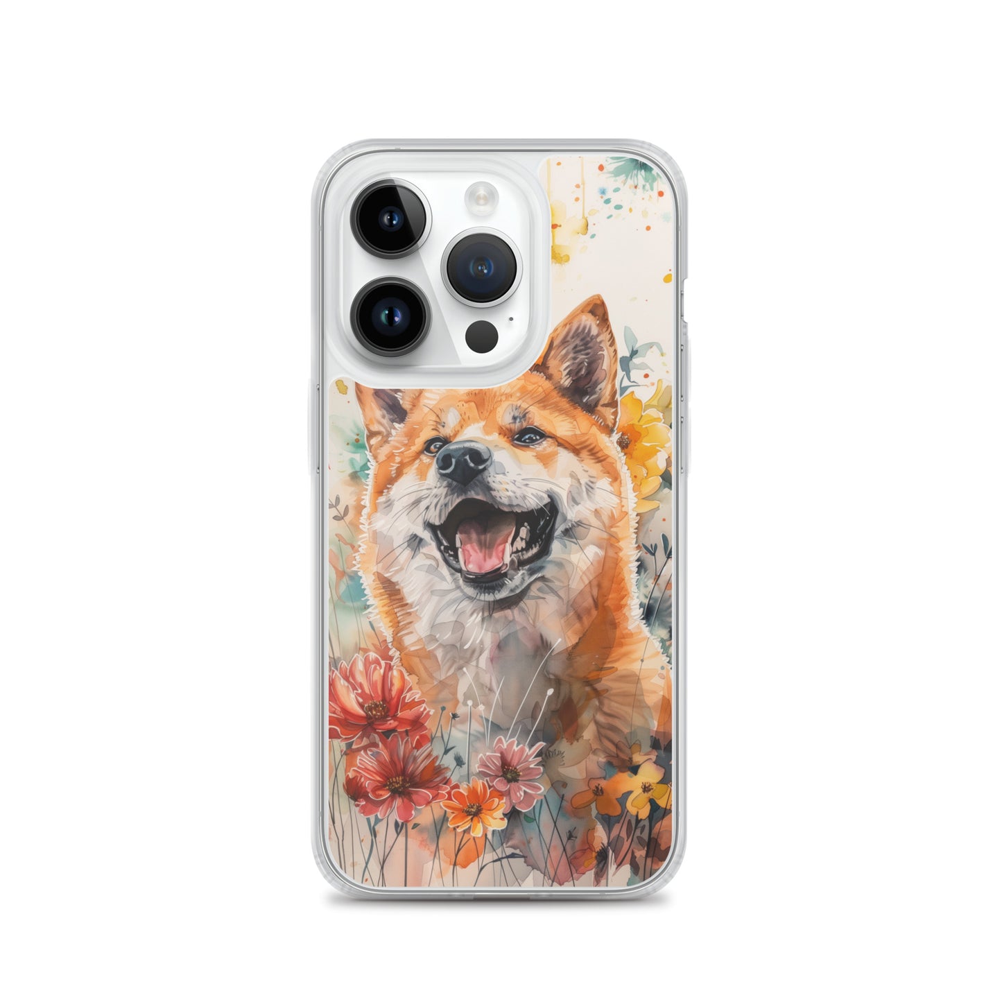 iPhone Case Colorful Watercolor Shiba Inu with Flowers